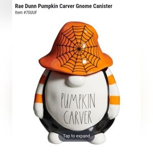 NWT Rae Dunn pumpkin carver gnome canister